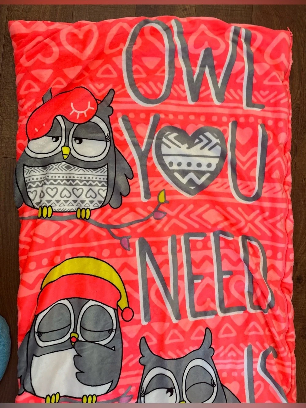 Justice girl youth  “owl you need is love”  sleeping bag